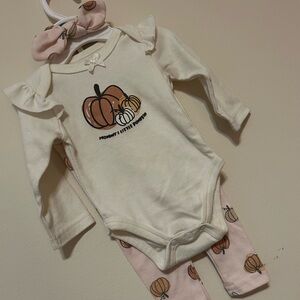 Cream and Pink Pumpkin Kids Matching Set